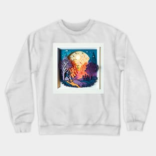 3D Effect Papercut Art - Fairytale Scene Crewneck Sweatshirt